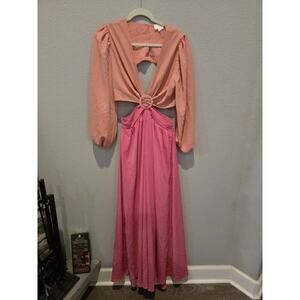 Entro Women's Pink Long Sleeve Cutout Maxi Dress Size L